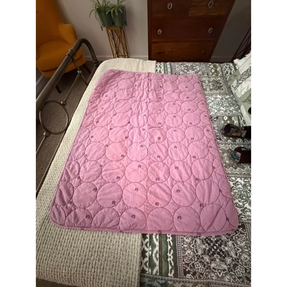 Baby Quilt Play Mat Pink Kiwi Bird Nursery Blanket 35x35 Cotton Toddler Crib Thr